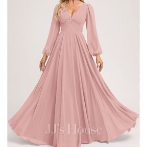 JJ’s House Pink Long Sleeve V Neck Dress